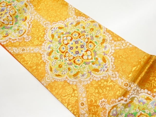 華紋に花唐草模様織出し袋帯